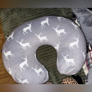 Boppy Gray Pillow with White Accents